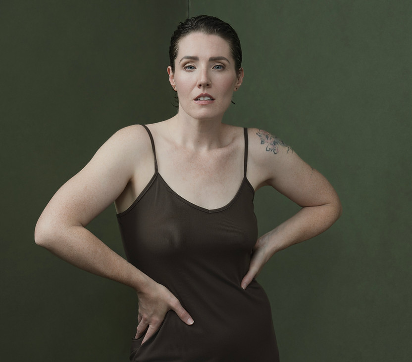 Strong editorial women's portrait in tank dress at Melody Smith Portrait Studio serving Richmond Petersburg and Chesterfield Virginia