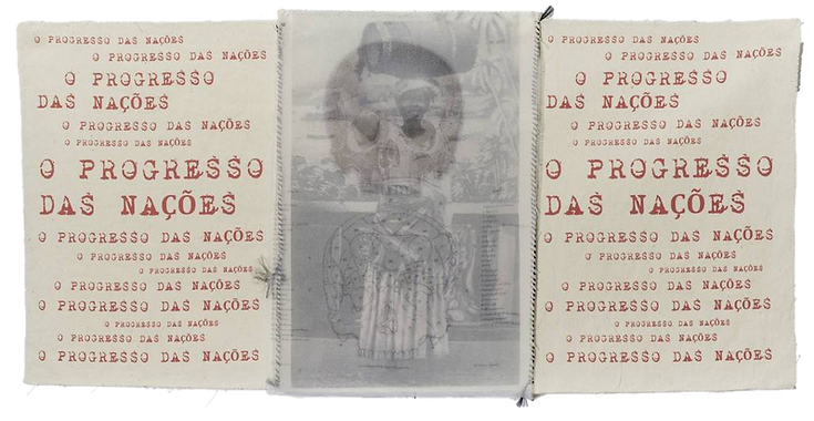 Rosana Paulino, O progresso das nações, 2017, impressão digital sobre tecido, recorte, acrílica e costura, 29 × 58 cmRosana Paulino, O progresso das nações, 2017, impressão digital sobre tecido, recorte, acrílica e costura, 29 × 58 cm