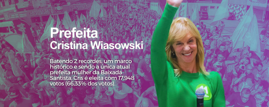 Cristina Wiasowski é eleita prefeita de Mongaguá com votação recorde e marca histórico inédito