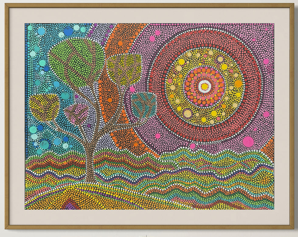 Thumbnail: Dot Art| Original Handmade Dot art|Sunrise Dot art|Sun Motif| Abstract art||Mandala|