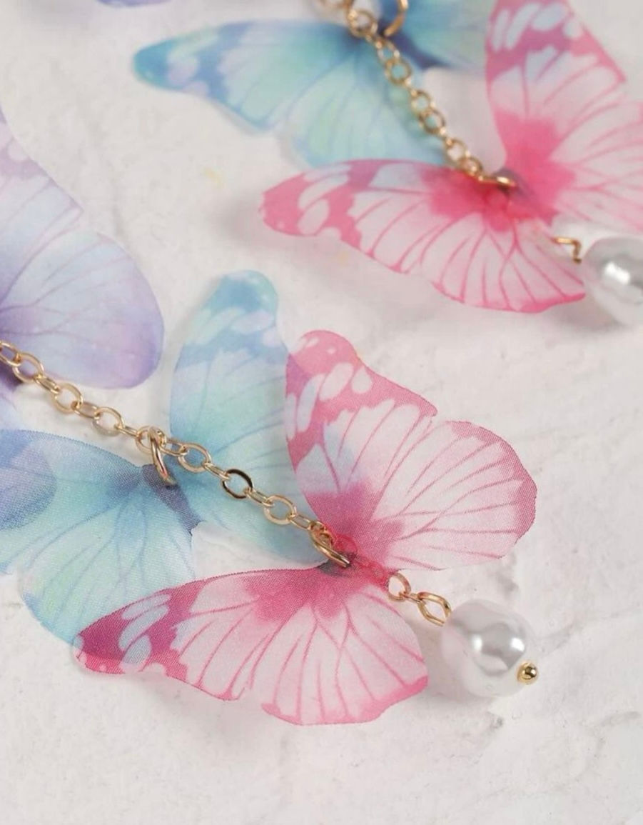 Thumbnail: Butterfly Charm Drop Earrings