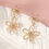 Thumbnail: Drop Dangle Earrings - Gold Floral Design