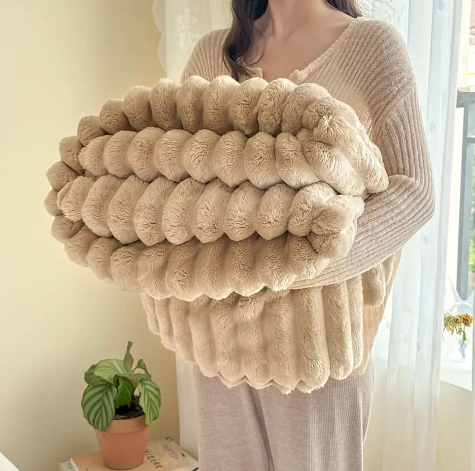 Thumbnail: Luxurious Soft Fleece Ribbed Blanket Throw – Cosy Comfort
