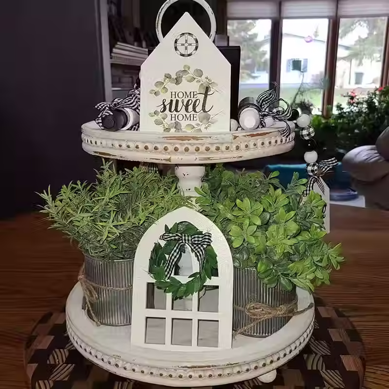 Thumbnail: 3Pcs Potted Plant Set – Small Artificial Plants in Rustic Galvanised Pots