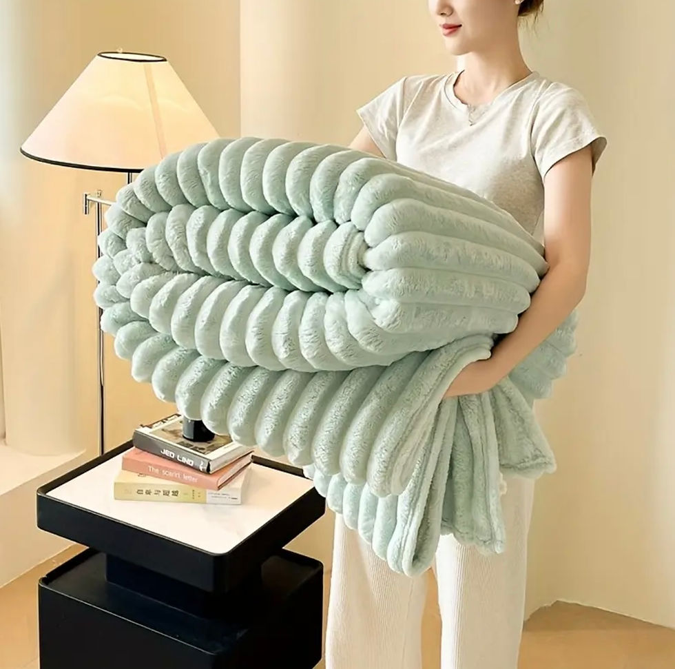 Thumbnail: Luxurious Soft Fleece Ribbed Blanket Throw – Cosy Comfort