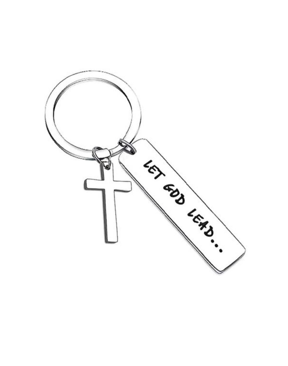Thumbnail: Keyring with Cross - Let God Lead
