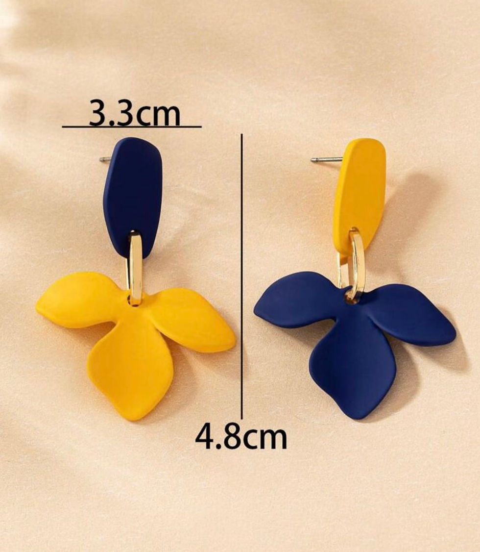 Thumbnail: Drop Earrings - Blue & Yellow Flower Petal
