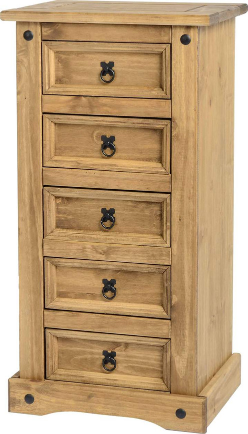 Corona 5 Drawer Narrow Chest Pine