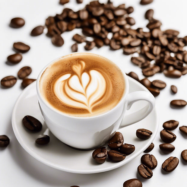 coffee latte, white background, organic ingredients.jpg