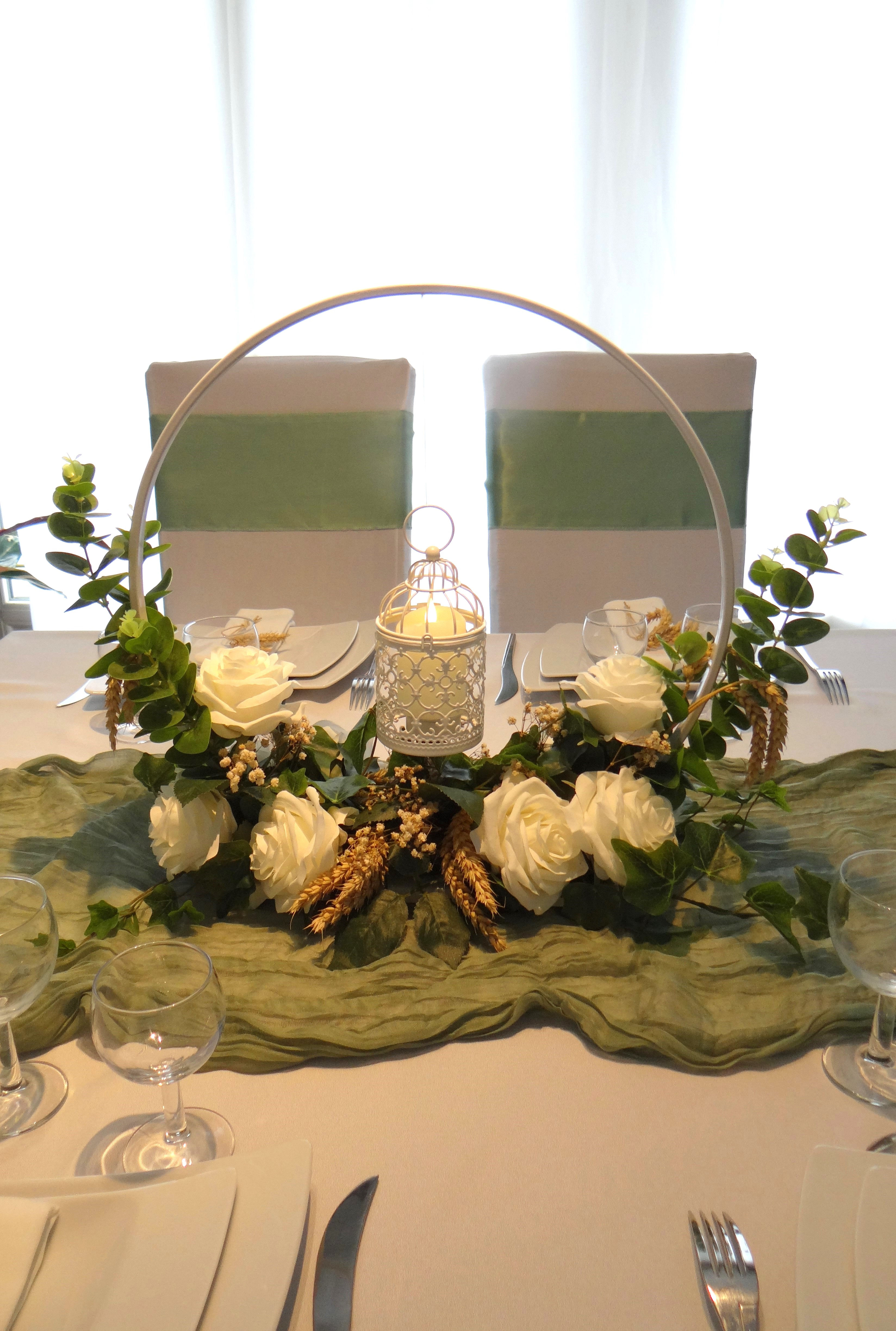 cerceau fleuri thème vert d'eau