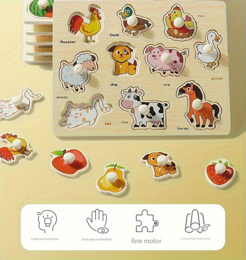 Thumbnail: Montessori early education geometry beginner puzzle board, hand-held fixed board