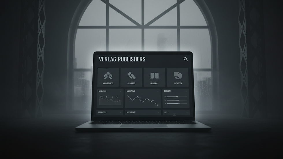 Eye-level view of a laptop screen showing a book publishing platform dashboard