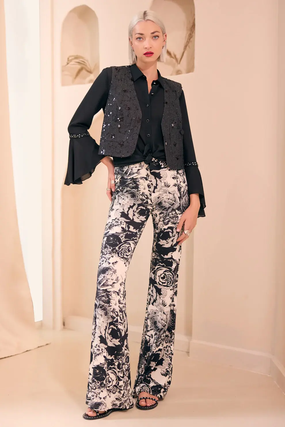 NATHALIE CHAIZE- PANTALON NOIR ET BLANC REF: PINK