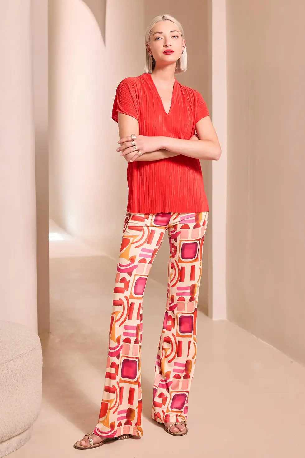 Miniature : NATHALIE CHAIZE- PANTALON IMPRIME ORANGE REF: MATEO