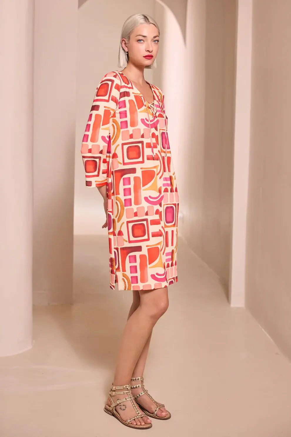 NATHALIE CHAIZE - ROBE ORANGE ET ROSE REF: MATEO