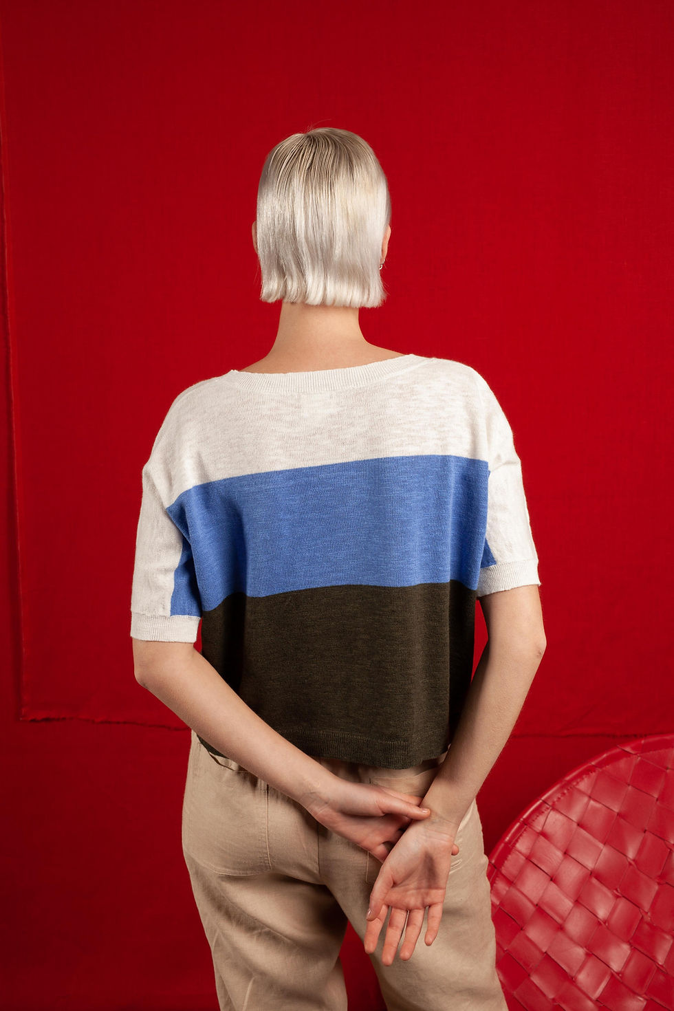 Miniature : ZYGA-PULL TRICOLORE JULEP MAILLE DE LIN ET COTON REF ZE2230PUJULEP