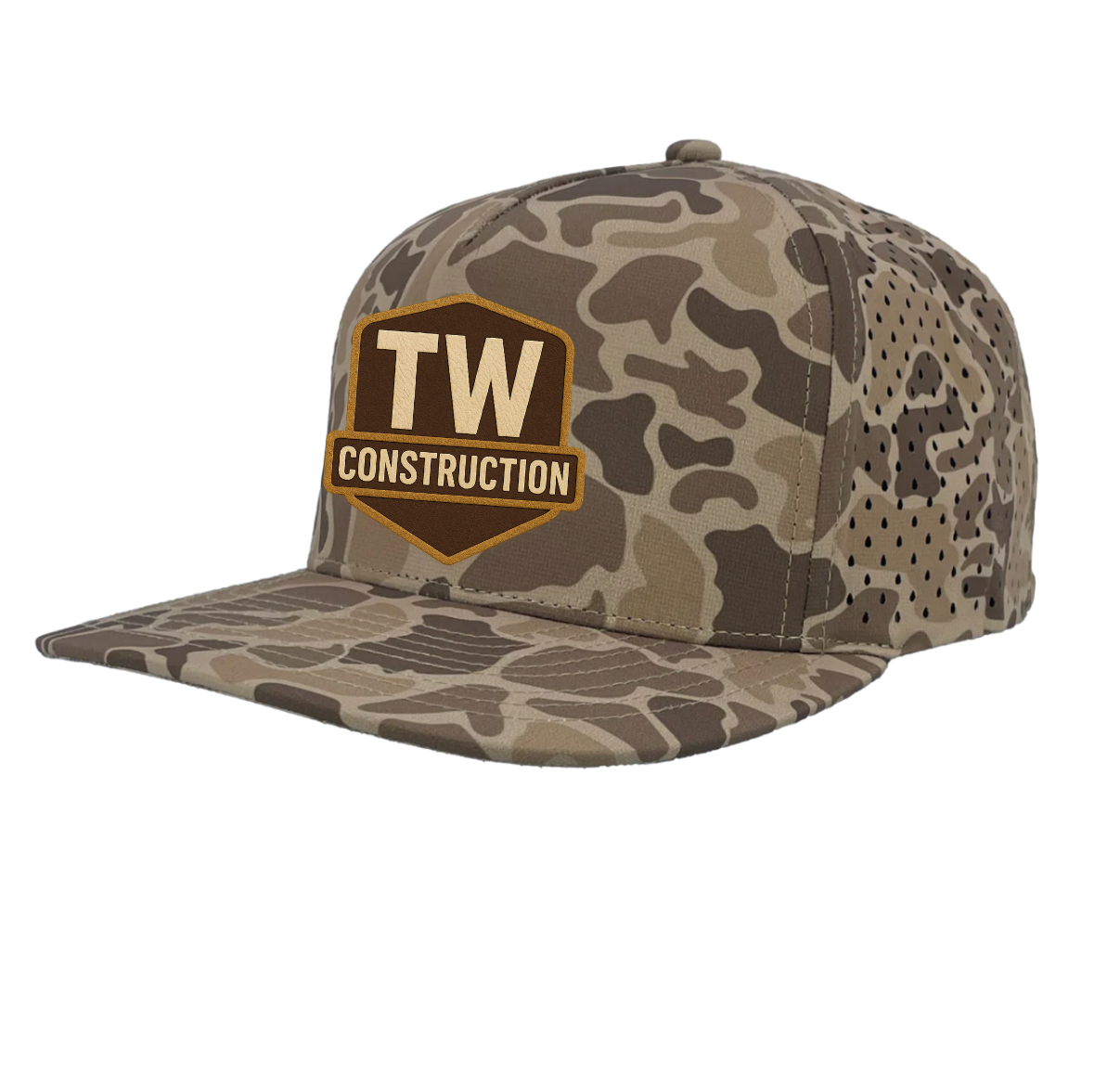 TW Construction Branded Hat - Zapped Headwear Blackhawk 5 Panel Perforated Cap