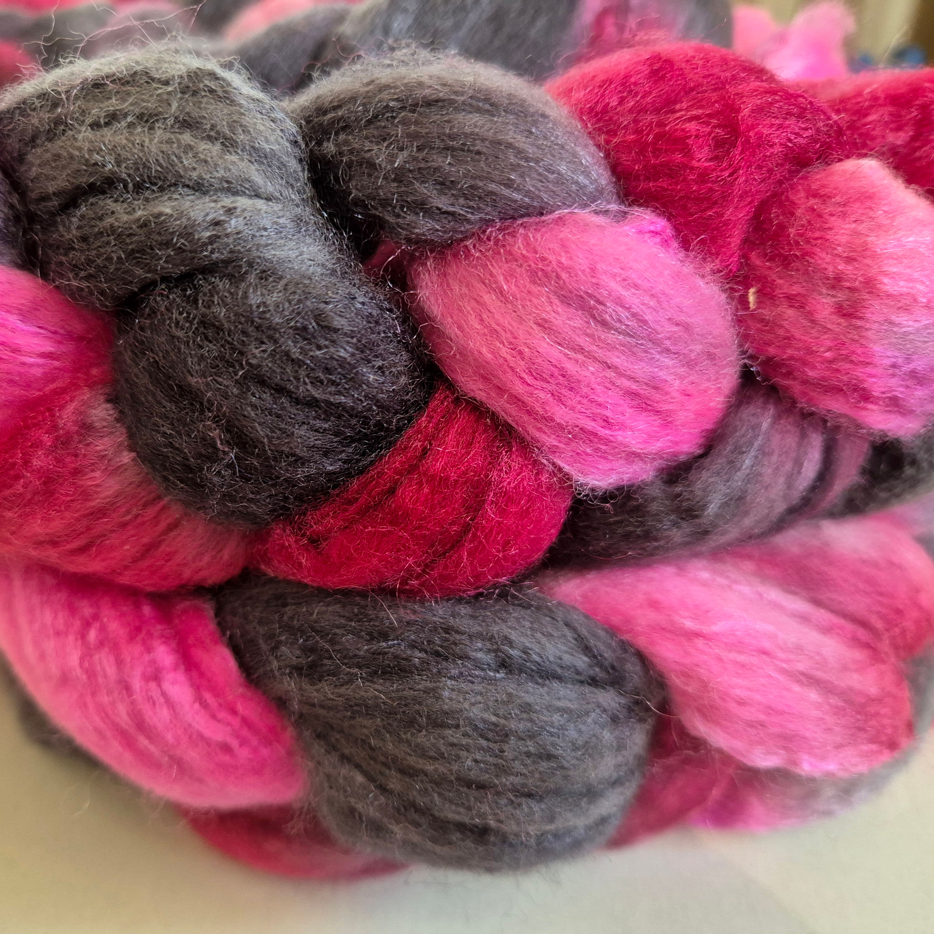 Evil Plum combed top for spinning or felting