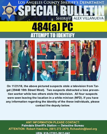 Palmale Sheriff Station detectives need your assistance.
