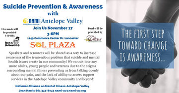 Nami Antelope Valley Chapter, Invites You To A Suicide Prevention & Awareness Event.
