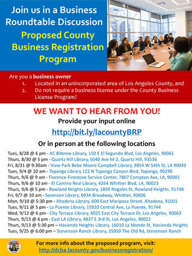 Share your thoughts on Los Angeles County’s proposed Business Registration Program.