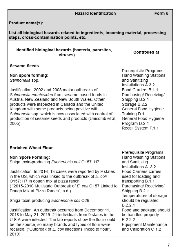 HACCP sample 2