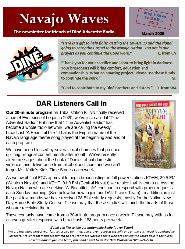 Navajo Waves March 2025 newsletter cover