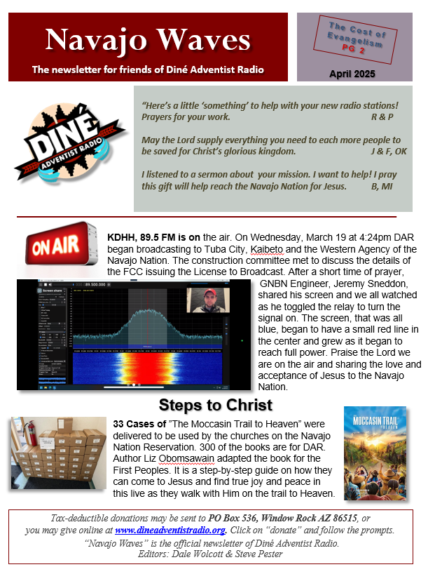 Navajo Waves April 2025 newsletter cover
