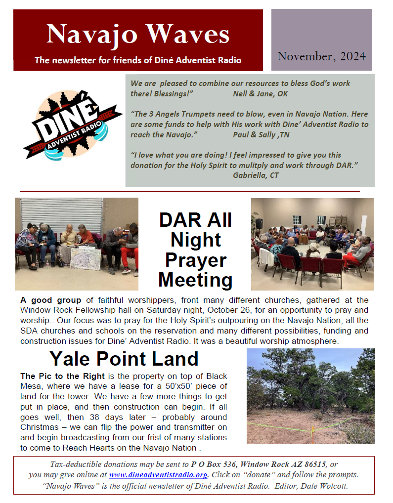 Navajo Waves November 2024 newsletter cover