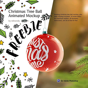Freebie! Christmas Tree Ball Animated Mockup