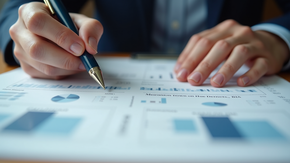 Close-up view of a valuer inspecting property documents