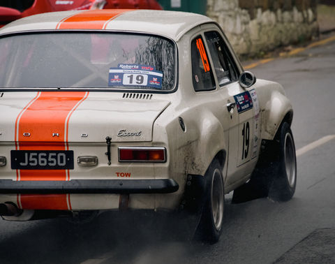 A wet and wild section of the Greve de Lecq stage of the 2024 Jersey Rally.