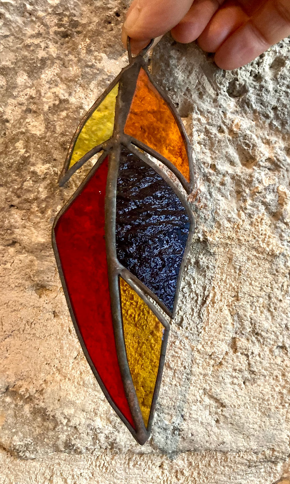 Miniature : Mobile Plume vitrail orangé