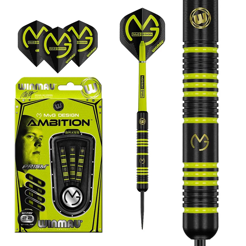 24g Michael Van Gerwen MVG Ambition Black Brass Steel Tip Darts by Winmau