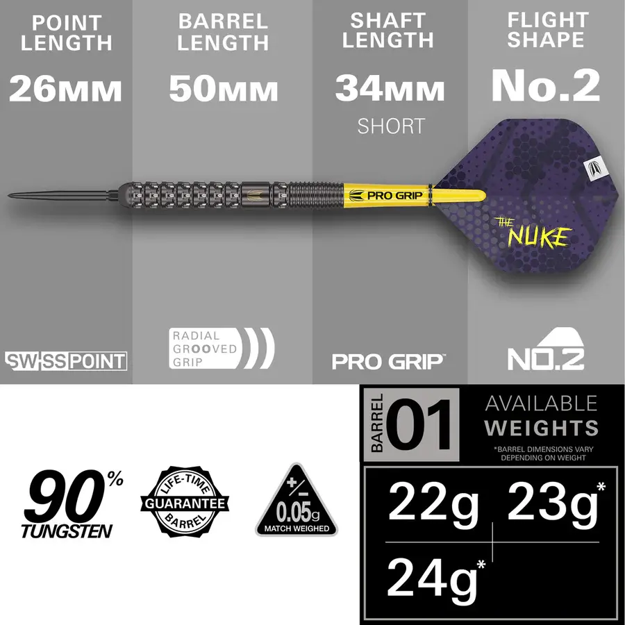 Thumbnail: 23g Luke Littler 90% Tungsten Swiss Point Steel Tip Darts by Target