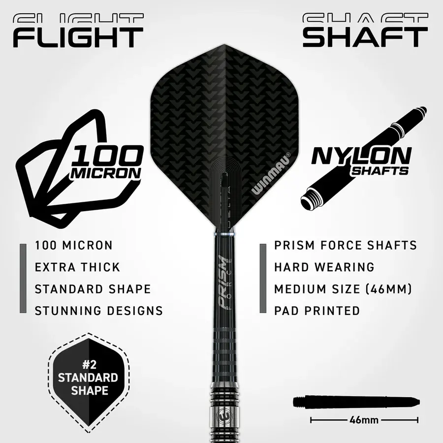 Thumbnail: 26g Winmau Blackout 90% Tungsten Steel Tip Darts - Straight Barrel