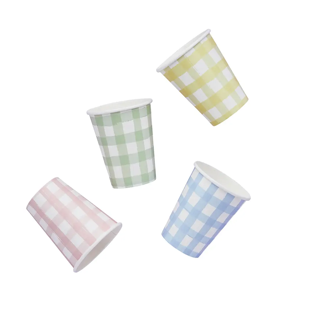 Pastel Gingham Cups