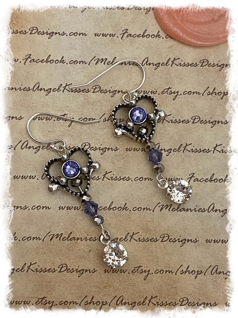 Thumbnail: Swarovski Purple Heart Dangles