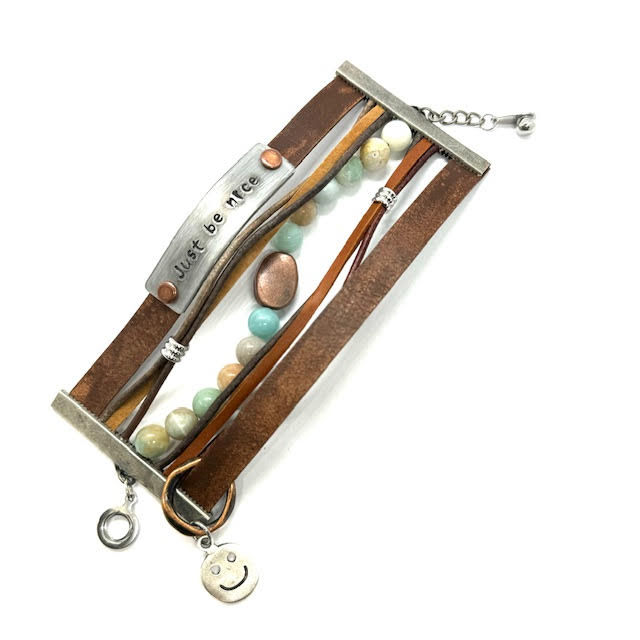 Thumbnail: Hand Stamped Inspirational Wrap Cuff- Just Be Nice