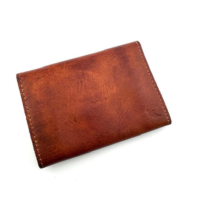Thumbnail: Small Leather Pocket Wallet- Vintage Brown Feathers "Inspire"