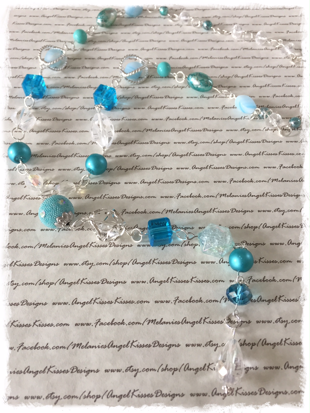 XL Beaded Aqua N Turquoise Ice