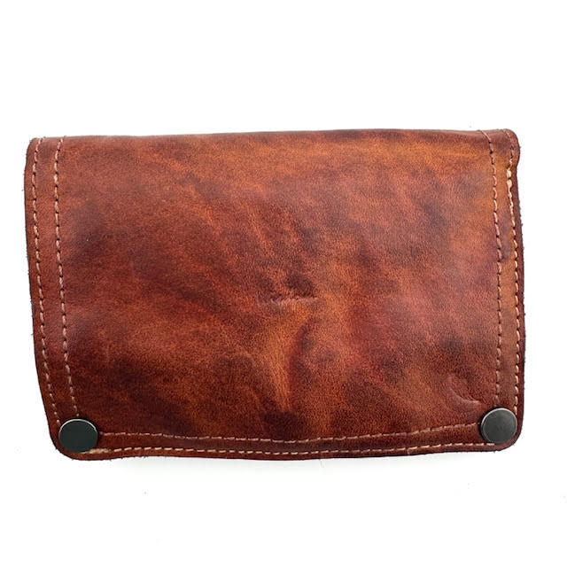Thumbnail: Leather Credit Card Wallet- Vintage Brown Buffalo "Wisdom"