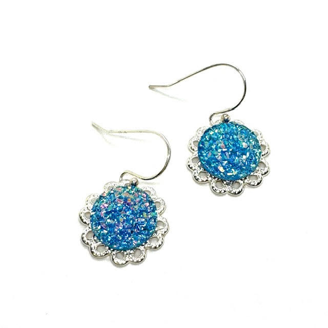 Thumbnail: Aqua Flower Earrings