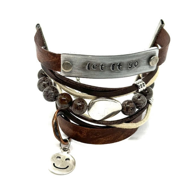 Thumbnail: Hand Stamped Inspirational Wrap Cuff- Let It Go