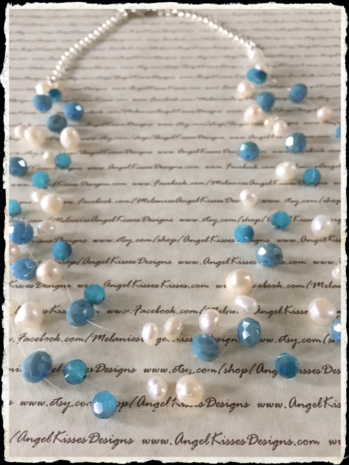 Floating Pearls- Turquoise N cream