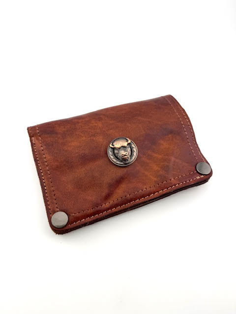 Thumbnail: Leather Credit Card Wallet- Vintage Brown Buffalo "Wisdom"