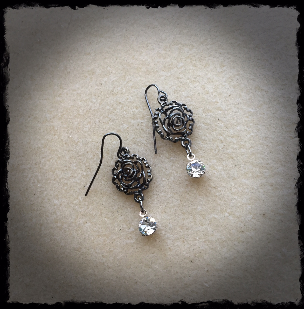 Swarovski rose bud dangle