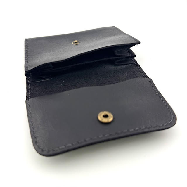 Thumbnail: Small Leather Pocket Wallet- Black Rose "Love"