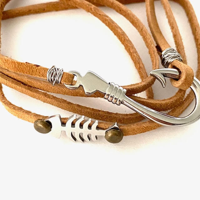 Thumbnail: the Fisherman's Wrap Bracelet- Silver N Tan