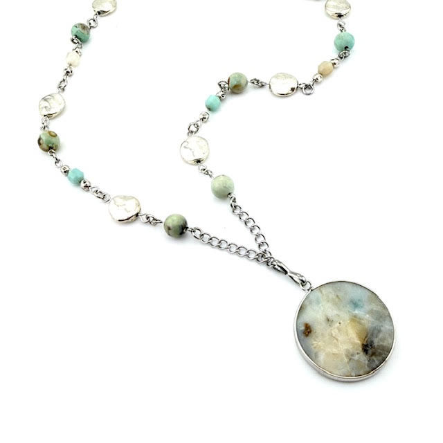 Thumbnail: Amazonite N Aqua Terra Long Beaded Necklace